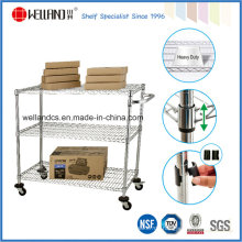 3 Tiers Industrial Chrome Plated Metal Wire Unity Cart